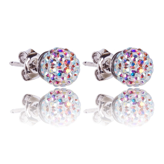 Stříbrné náušnice s krystaly Pave Ball Aurore Boreale