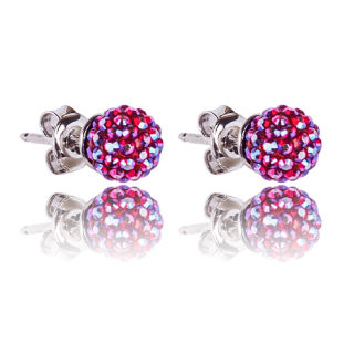 Stříbrné náušnice s krystaly Pave Ball Light Siam Shimmer