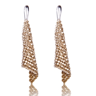 Stříbrné náušnice s krystaly Mesh Golden Shadow