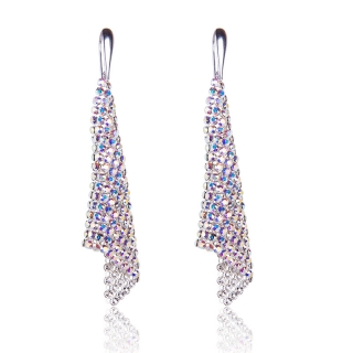 Stříbrné náušnice s krystaly Mesh Aurore Boreale