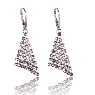 Stříbrné náušnice s krystaly Mesh v.3 Crystal