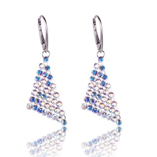 Stříbrné náušnice s krystaly Mesh v.3 Aurore Boreale