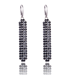 Stříbrné náušnice s krystaly Mesh v.2 Silver Night