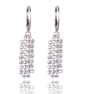Stříbrné náušnice s krystaly Mesh v.4 Crystal