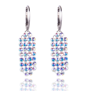 Stříbrné náušnice s krystaly Mesh v.4 Aurore Boreale