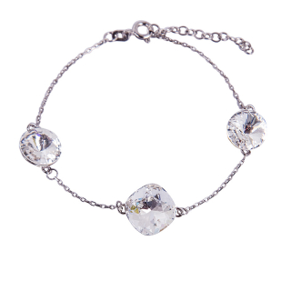 Stříbrný náramek Square + Rivoli Crystal