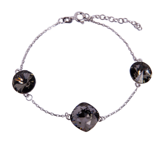 Stříbrný náramek Square + Rivoli Black Diamond