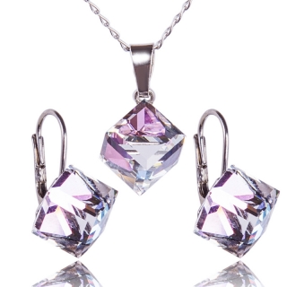 Stříbrná souprava s krystaly Kostičky Vitrail Light