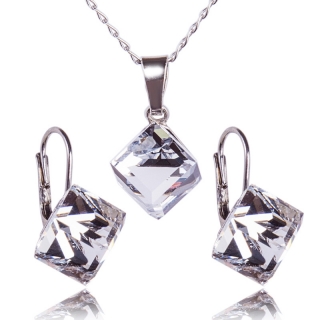 Stříbrná souprava s krystaly Kostičky Crystal