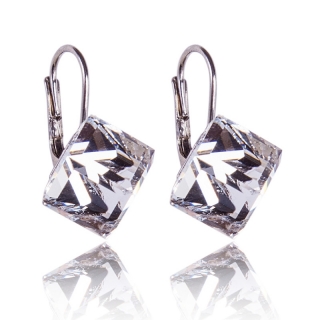 Stříbrné náušnice s krystaly Kostičky Crystal