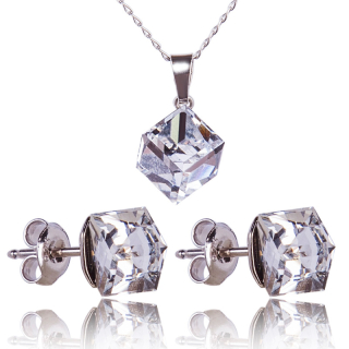 Stříbrná souprava s krystaly Kostičky Crystal