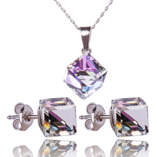 Stříbrná souprava s krystaly Kostičky Vitrail Light