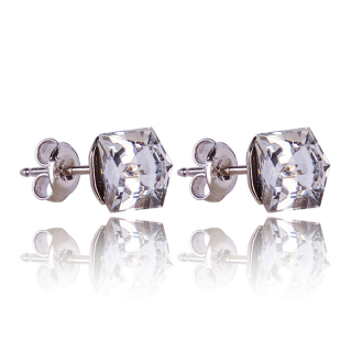 Stříbrné náušnice s krystaly Kostičky Crystal