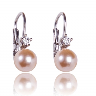 Stříbrné náušnice s perličkami Peach Pearl