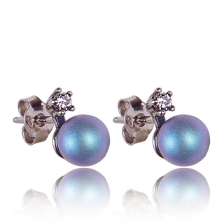 Stříbrné náušnice s perličkami Light Blue Pearl