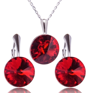 Stříbrná souprava s krystaly Rivoli Scarlet