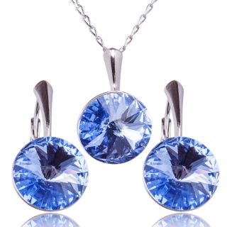 Stříbrná souprava s krystaly Rivoli Light Sapphire