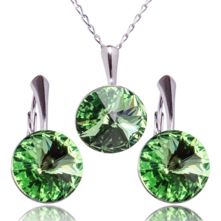 Stříbrná souprava s krystaly Rivoli Peridot