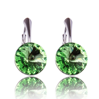 Stříbrné náušnice s krystaly Rivoli Peridot