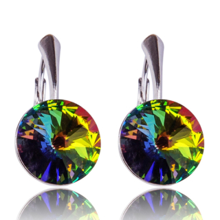 Stříbrné náušnice s krystaly Rivoli Vitrail Medium