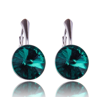 Stříbrné náušnice s krystaly Rivoli Emerald