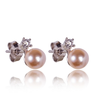Stříbrné náušnice s perličkami Peach Pearl