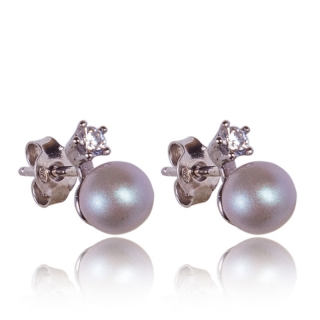 Stříbrné náušnice s perličkami Grey Pearl