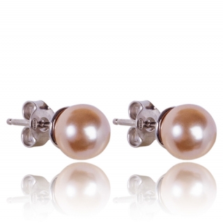 Stříbrné náušnices perlami Peach Pearl