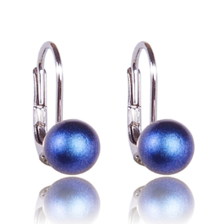 Stříbrné náušnice s perlami Dark Blue Pearl