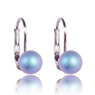 Stříbrné náušnice s perlami Light Blue Pearl