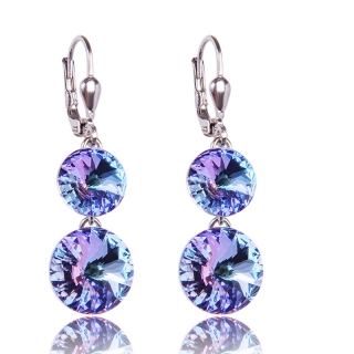 Stříbrné náušnice s krystaly Rivoli DUO Vitrail Light