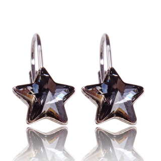Stříbrné náušnice s krystaly Star visací Silver Night