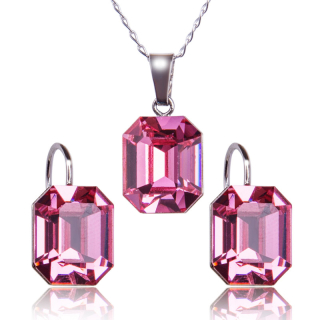 Stříbrná souprava s krystaly Octagon Rose