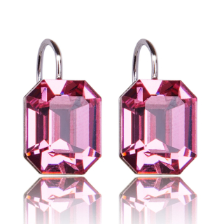 Stříbrné náušnice s krystaly Octagon Rose