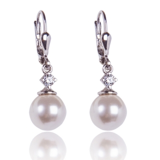 Stříbrné náušnice s Perlami White Pearl