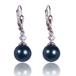 Stříbrné náušnice s Perlami Tahitian-Look Pearl