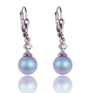 Stříbrné náušnice s Perlami Light Blue Pearl
