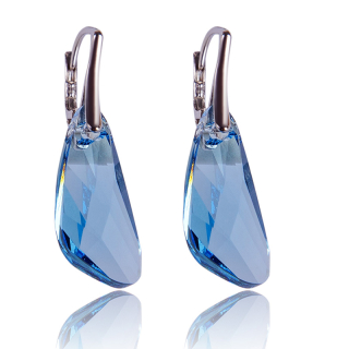 Stříbrné náušnice s krystaly Wing Aquamarine