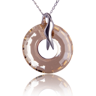 Náhrdelník s krystalem Disk Golden Shadow