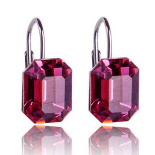 Stříbrné náušnice s krystaly Octagon Rose