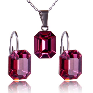 Stříbrná souprava s krystaly Octagon Rose