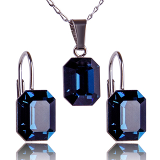 Stříbrná souprava s krystaly Octagon 10mm Montana