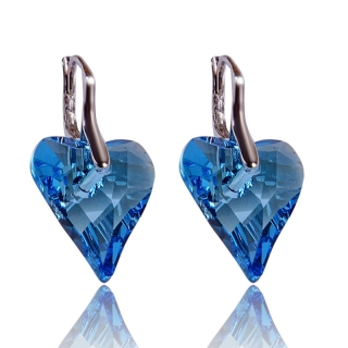 Stříbrné náušnice s krystaly Wild Heart Aquamarine