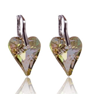 Stříbrné náušnice s krystaly Wild Heart Luminous Green