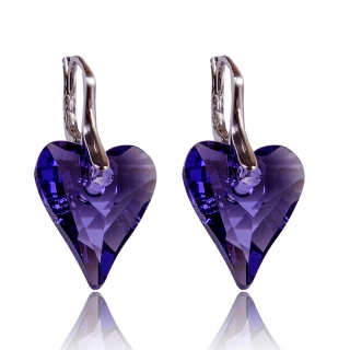 Stříbrné náušnice s krystaly Wild Heart Tanzanit