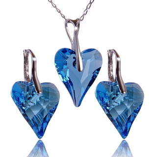 Stříbrná souprava s krystaly Wild Heart Aquamarine