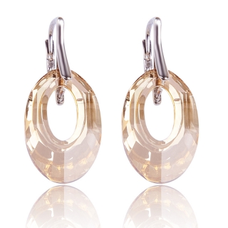 Stříbrné náušnice s krystaly Helios Golden Shadow