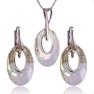 Stříbrná souprava s krystaly Helios Luminous Green