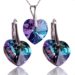 Stříbrná souprava s krystaly srdíčko Vitrail Light