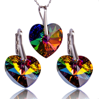 Stříbrná souprava s krystaly srdíčko Vitrail Medium